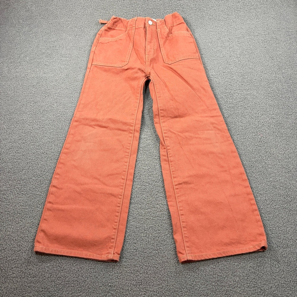 Old Navy Pants Girls L 10 Orange Baggy Wide Leg High Rise Built-In Tough Utility